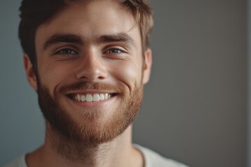 Fototapeta premium close up portrait of young smiling handsome guy