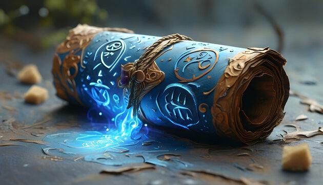 Magic Scroll with Blue Glow