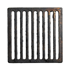 A metal grate is shown in a black and white photo