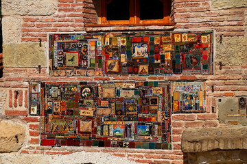 Fototapeta premium clock tower of the Gabriadze Marionette Theater in the old town tbilisi georgia