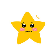 kawaii star cartoon face expression isolated on white bckground