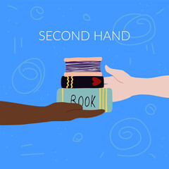 Second hand passes book bipoc vector artwork