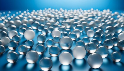 Obraz premium a lot of gel balls of white color on a blue background