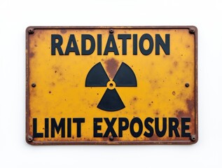 Obraz premium Rusty Radiation Warning Sign, Frontal View