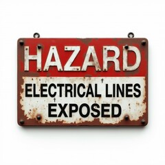 Fototapeta premium Rusty Electrical Hazard Sign Frontal View