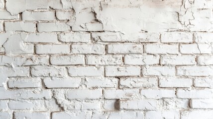 Obraz premium White painted brick wall background showing cracks and damages creating a vintage effect