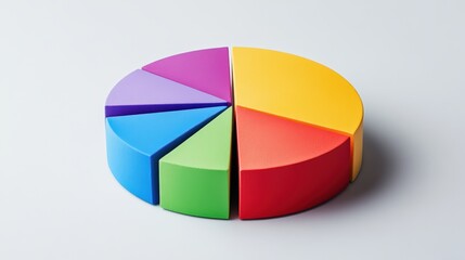 Fototapeta premium minimalist photo of a pie chart showing the distribution of sustainable investments, isolated on a white studio background 