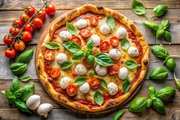 pizza with mushrooms and tomatoes