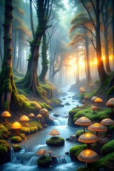 beautiful forest in the morning