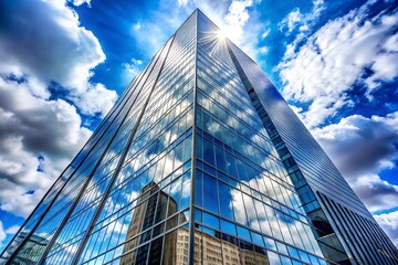 modern office building with clouds