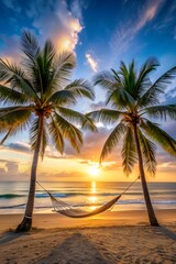 a nice hammock under tree see beach 