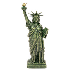 Fototapeta premium Iconic Statue of Liberty with a green patina holding the torch and tablet symbolizing freedom isolated on a transparent background 