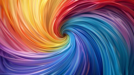Fototapeta premium A vibrant swirl of colorful fabric, transitioning smoothly from warm reds and yellows to cool blues and purples.