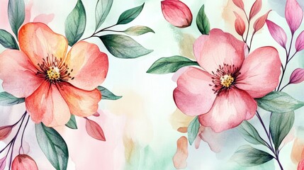 Obraz premium Beautiful Watercolor Floral Elements for Invitations and Postcards Generative AI