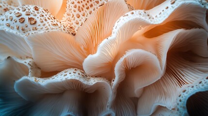 Delicate Mushroom Cap Gills Close Up View