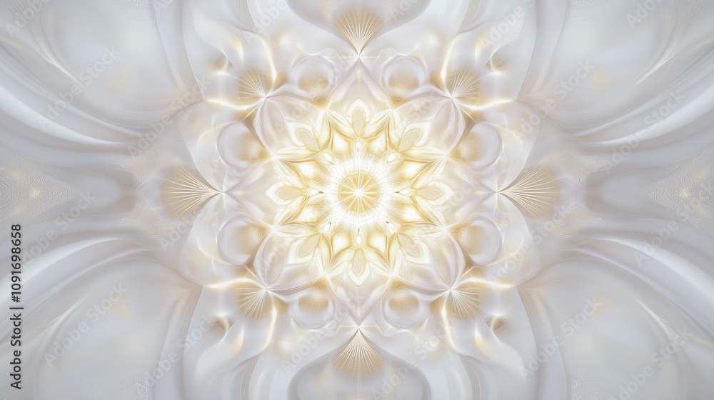 Poster matrix of light abstract artwork with intricate patterns and soft glowing elements