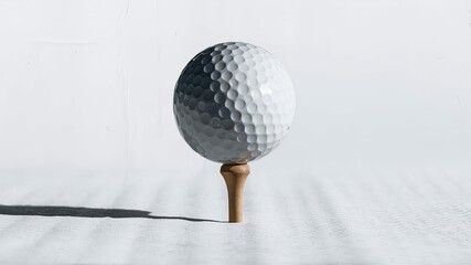 Golf Ball on Tee: A golf ball poised on a wooden tee, ready for the perfect swing, captures the essence of precision and anticipation.