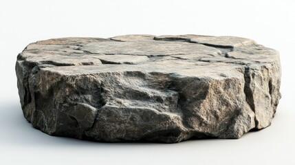 Fototapeta premium Stone podium in full height, close up, on a white background 