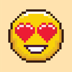 Fototapeta premium Pixel Art of Emoji Emoticon Face in Love in 8 Bit