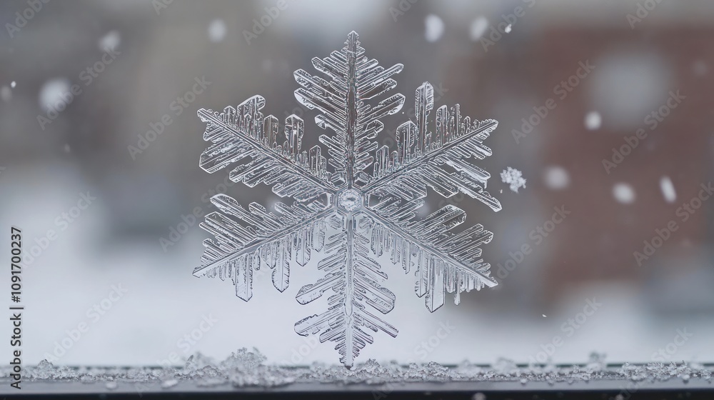 Poster A Single Delicate Snowflake Rests On A Surface