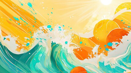 Obraz premium Oceanic Burst: Abstract Summer Wave Art 