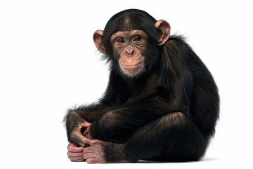 Naklejka premium young chimpanzee isolated on white background