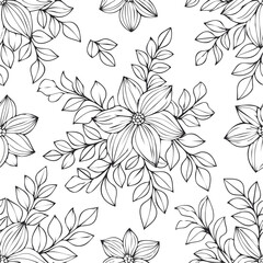 Obraz premium Seamless pattern of hand drawn elegant floral