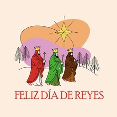 Tarjeta Navideña Tres Reyes y una Estrella