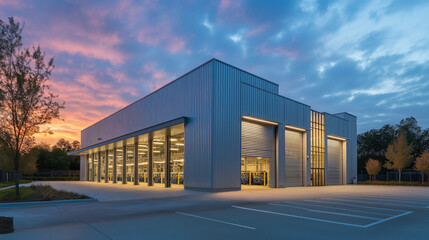 Obraz premium Moderne Architektur bei Sonnenuntergang in der Natur