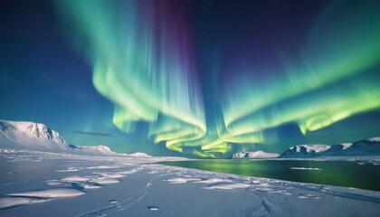 magical aurora borealis over a snowy Arctic landscape