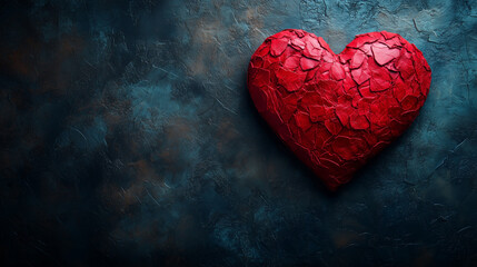 red heart on dark background
