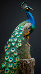 peacock isolated on grey background