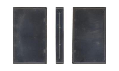 composition of Old VHS video cassette cover plastic box png isolated with clear area for mockup on transparent background in retro Y2K style