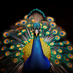peacock isolated on black background