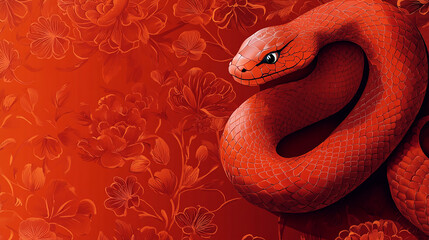 Obraz premium Chinese new year 2025 year of the Snake. illustration with Red traditional Chinese vector designs with snakes.