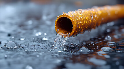 Leaking Pipe with Water Flowing: Symbol of Urgent Plumbing Repair Needs