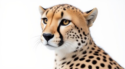 Fototapeta premium Cheetah standing gracefully against a white background displaying its distinctive spotted coat and elegant posture