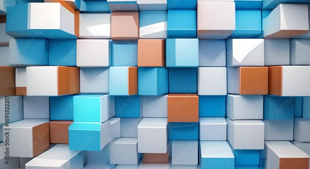 Poster abstract blue white squares pattern blocks overlay digital background smooth animation motion video 