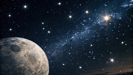 Fototapeta premium Celestial Body Night Sky with Shiny Stars, nebulae, galaxy, astronomical scene, starfield, galaxies
