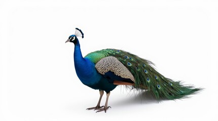 Obraz premium Colorful peacock displaying its vibrant feathers in a natural environment
