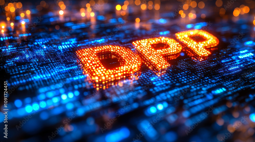 Poster binary code streams forming dpp digital product passport concept