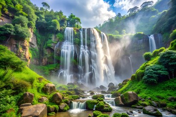 beautiful waterfall in the jungle
