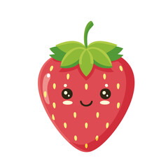 Obraz premium strawberry kawaii style icon illustration, happy cute fruit isolated on white background