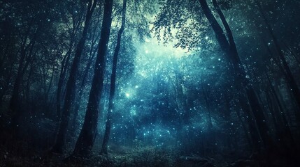 Obraz premium The rustle of the forest and the dance of the stars in a quiet night.