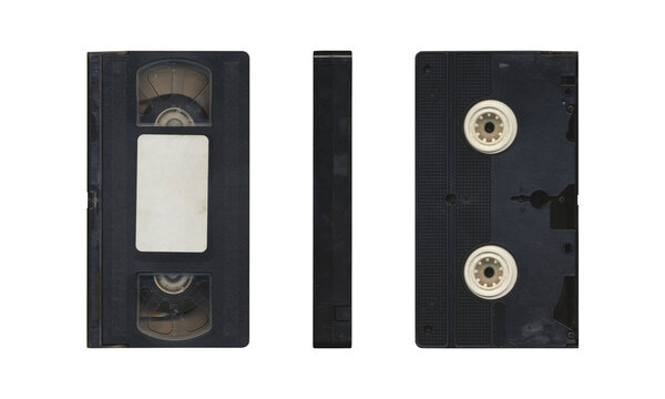 composition of Old VHS video cassette png isolated with clear area for mockup on transparent background in retro Y2K style