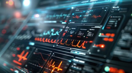 Obraz premium Detailed Heart Monitor Screen Displaying Arrhythmias in Modern Hospital Environment