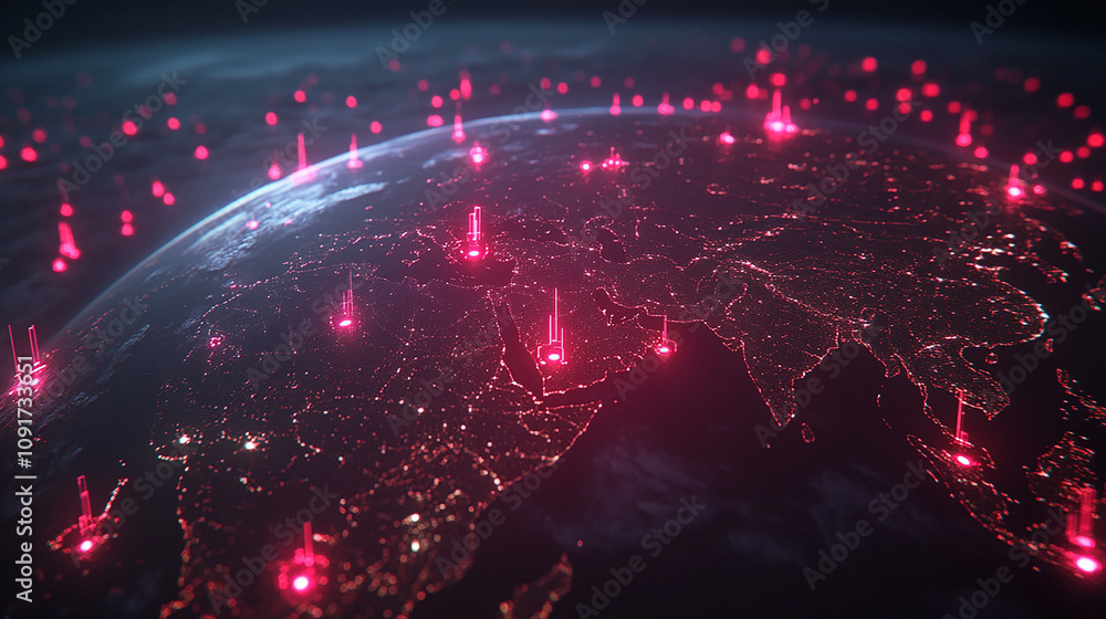 Poster communication technology with global internet network connected in world wide. telecommunication and