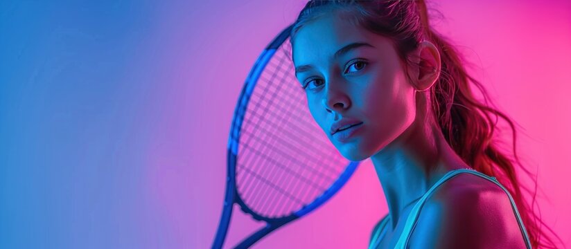 Tennis Player in Neon Light