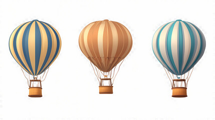 Obraz premium Hot air balloon set isolated on transparent background. Floating Hot Airships. Illustration