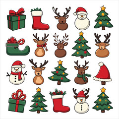 Fototapeta premium Set of christmas elements icon illustration vector